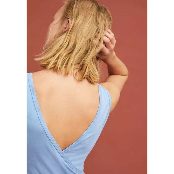 Ett Twa Anthropologie Norwich Blue Tied Tank Top Shirt Wrap XS New Sleeveless - Picture 3 of 3